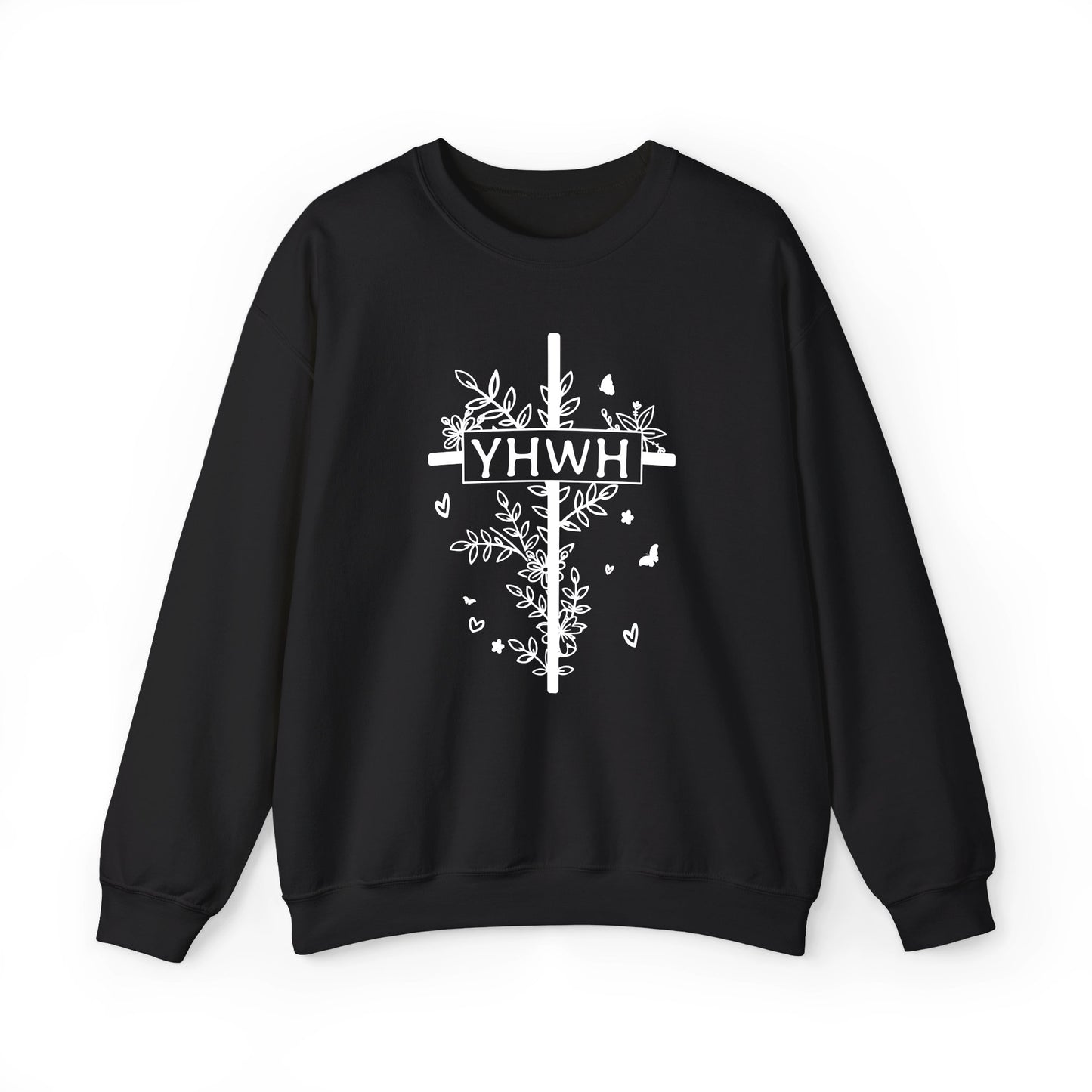 YHWH Floral Cross Christian Women's Sweatshirt