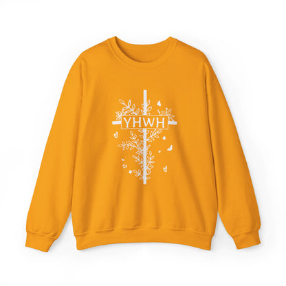YHWH Floral Cross Christian Women's Sweatshirt