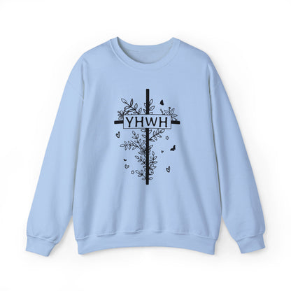YHWH Floral Cross Christian Women's Sweatshirt