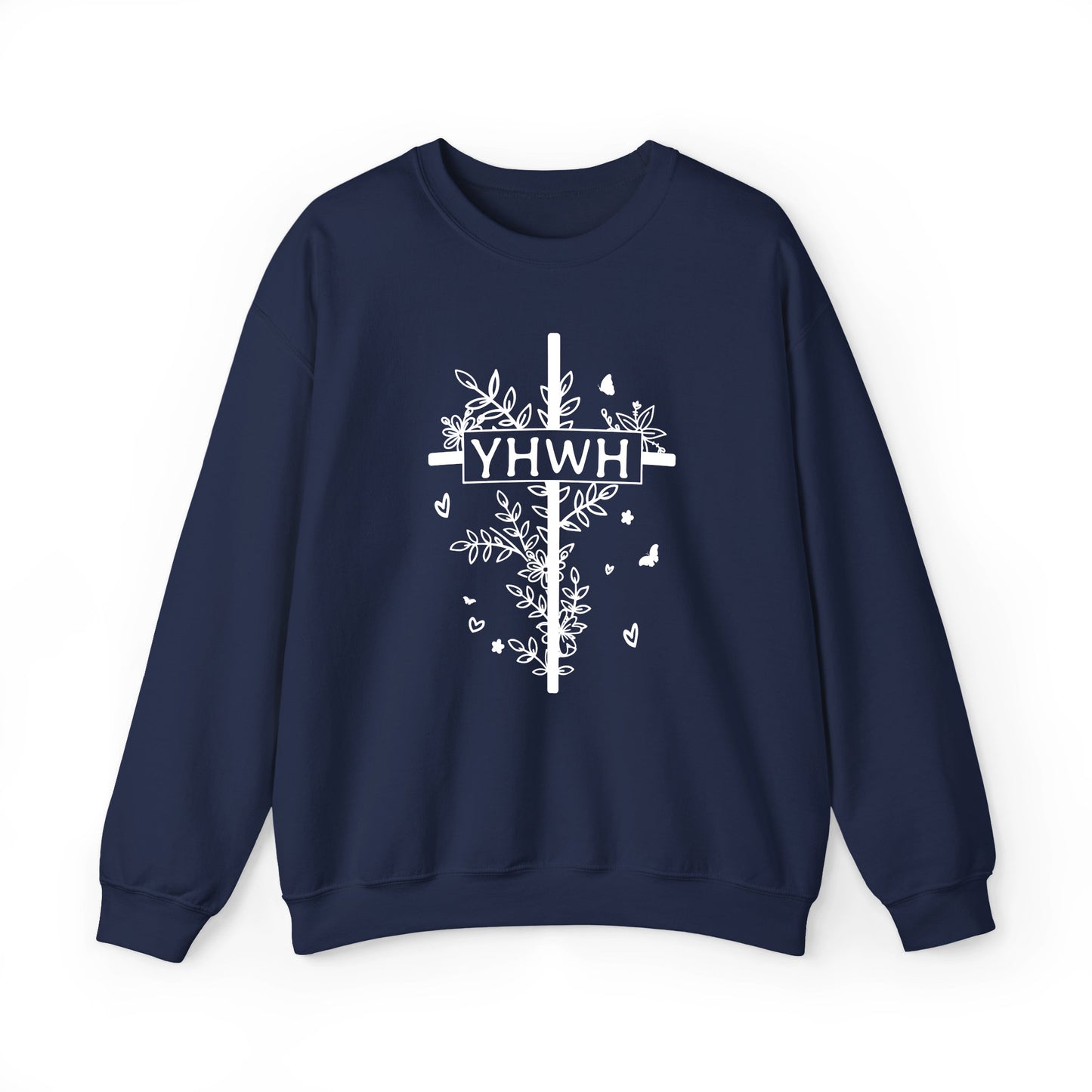 YHWH Floral Cross Christian Women's Sweatshirt