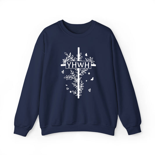 YHWH Floral Cross Christian Women's Sweatshirt